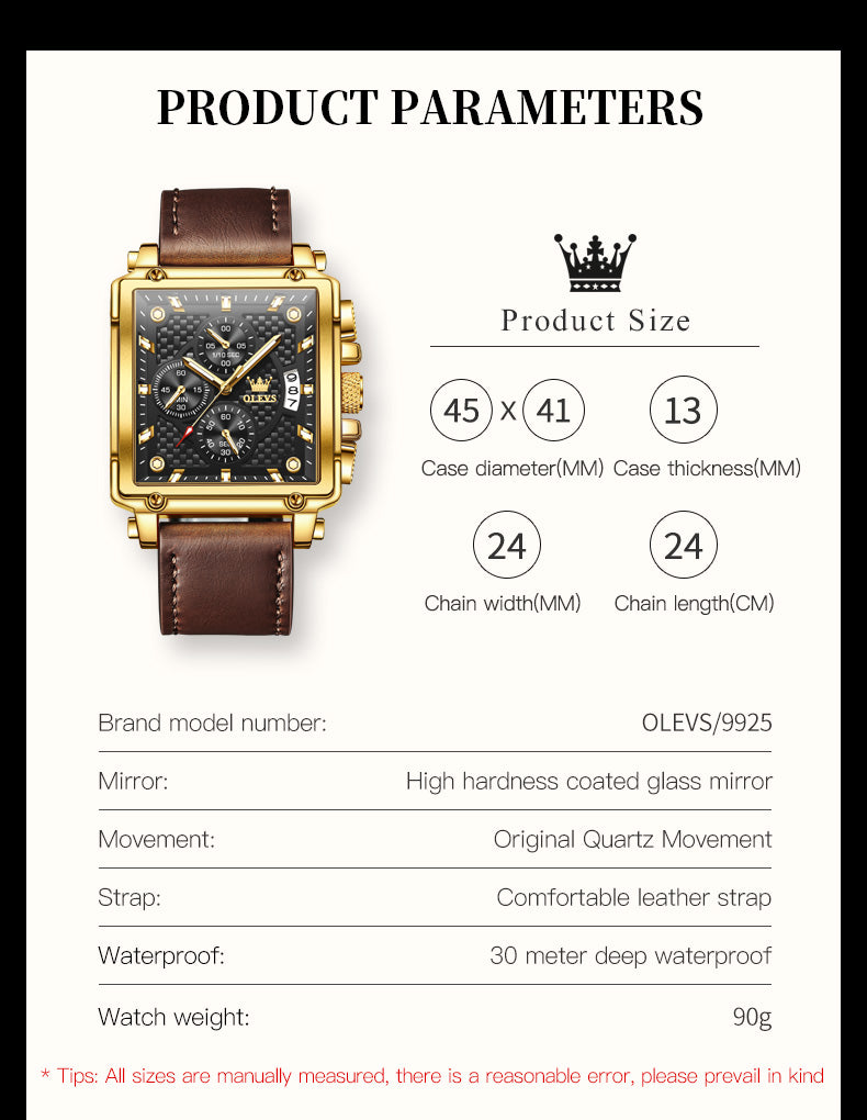 OLEVS Watches for Man 9925 Golden Black - Image 5