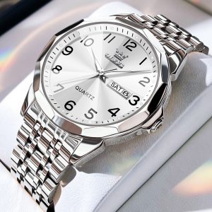 OLEVS Watches for Man 9970 Golden White