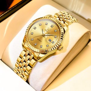 OLEVS Watches for Woman 5526 Golden·White