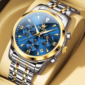 OLEVS Watches for Man 3639 Golden Blue