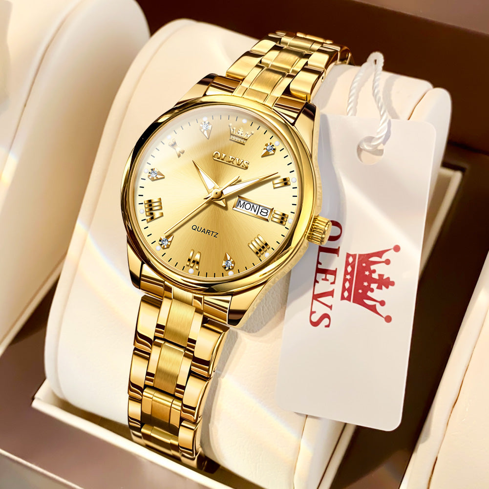 OLEVS Watches for Woman 5563 Golden Blue