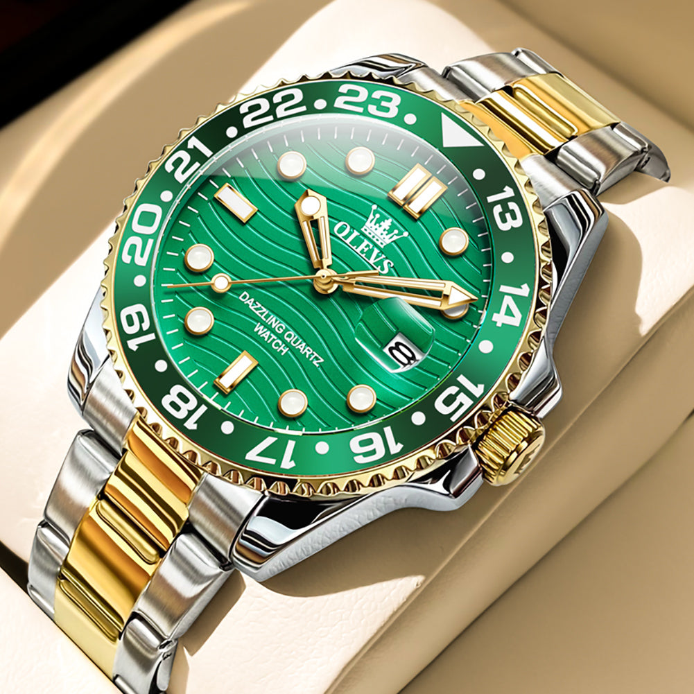 OLEVS Watches for Man 3610 Golden Green - Image 3