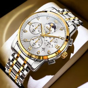 OLEVS Watches for Man 3655 Golden White