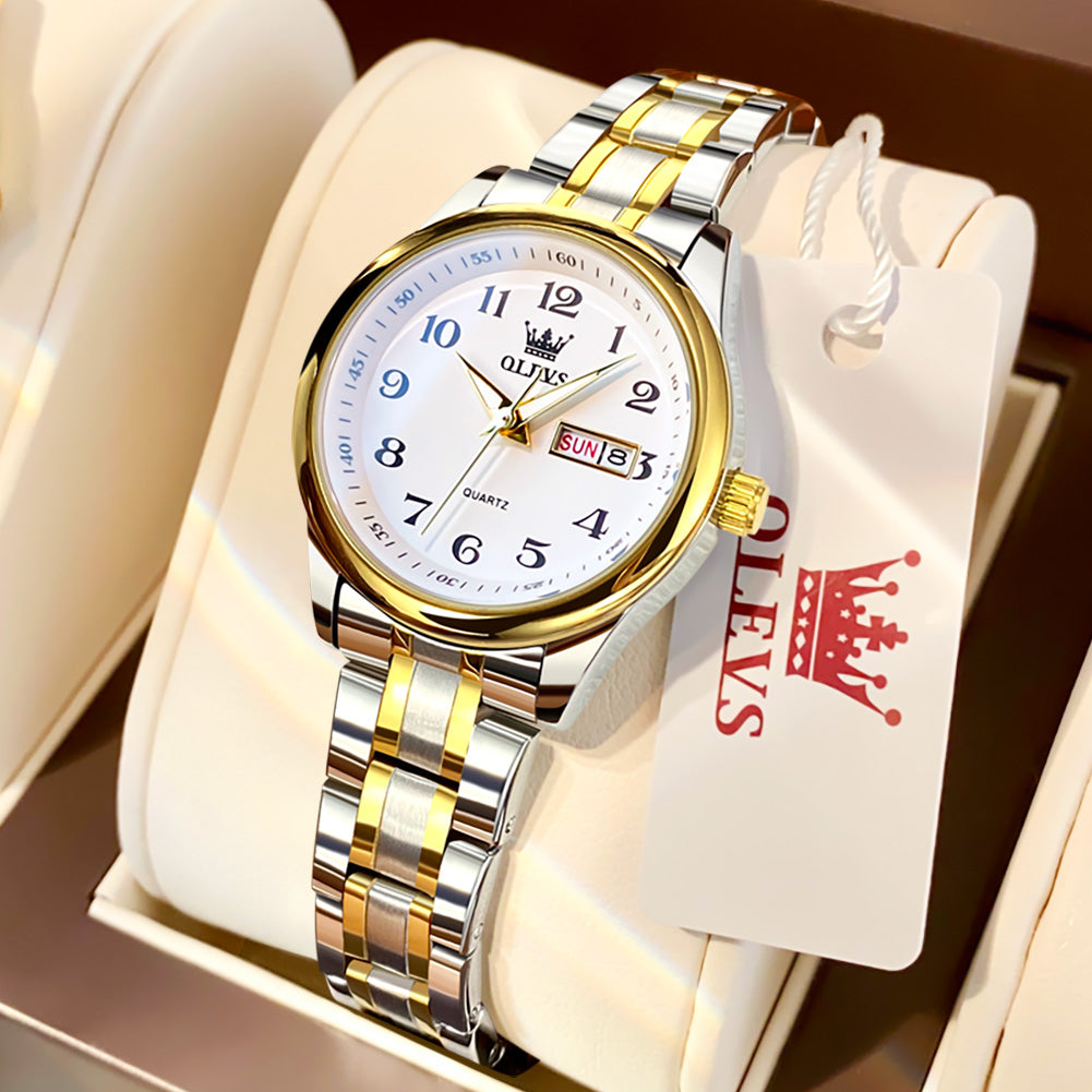 OLEVS Watches for Woman 5567 Golden White