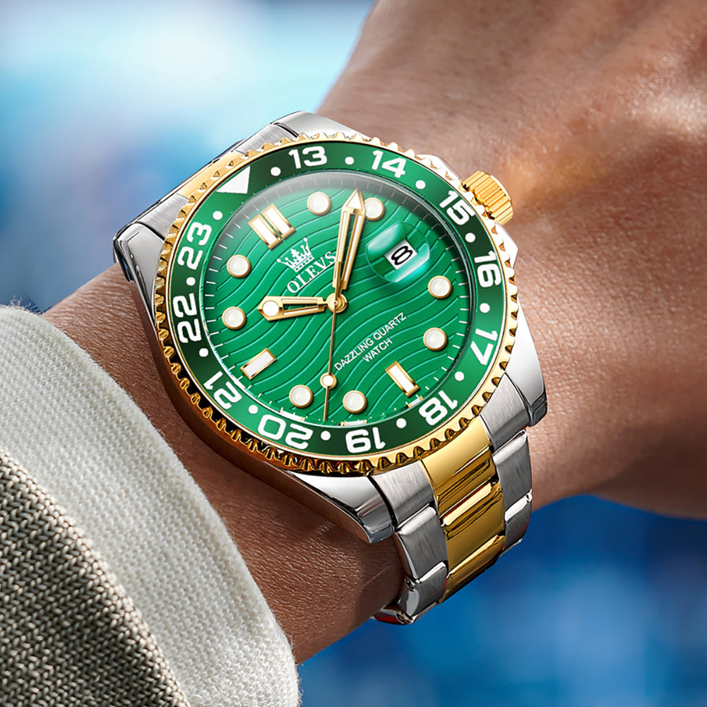 OLEVS Watches for Man 3610 Golden Green - Image 4