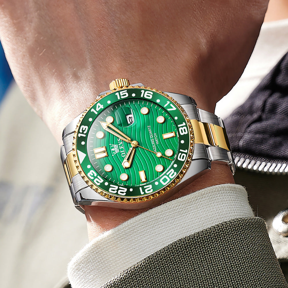 OLEVS Watches for Man 3610 Golden Green - Image 6