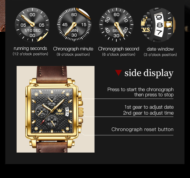 OLEVS Watches for Man 9925 Golden Black - Image 11