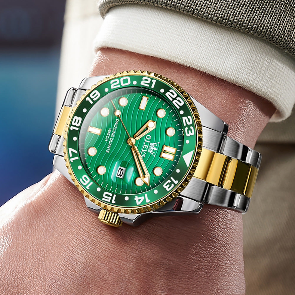 OLEVS Watches for Man 3610 Golden Green - Image 8
