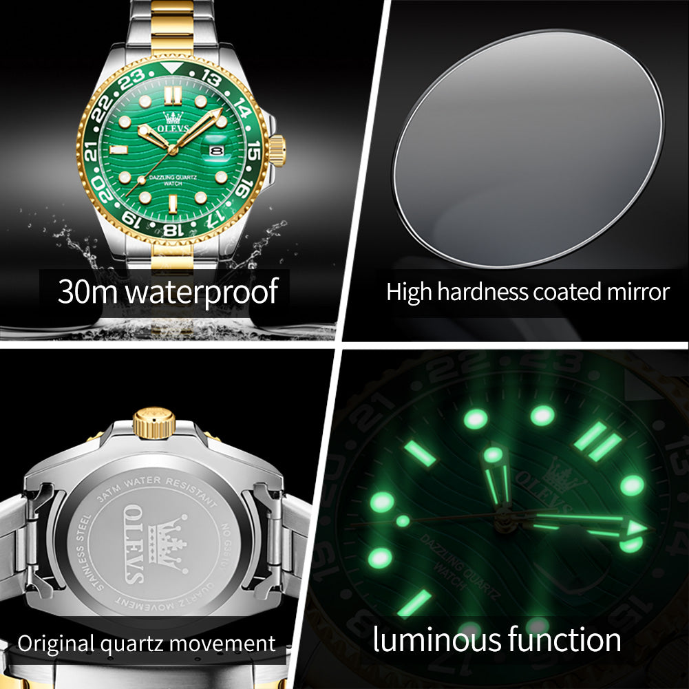 OLEVS Watches for Man 3610 Golden Green - Image 9